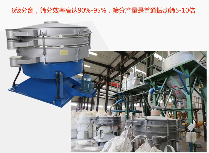 搖擺篩采用6級分離，篩分效率高達90%-95%，篩分產量是普通振動篩5-10倍